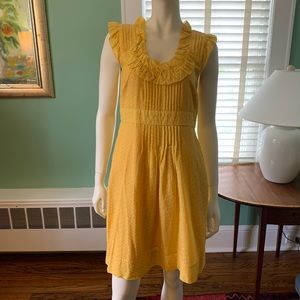 Anthropologie Swiss dot ruffled sleeveless dress